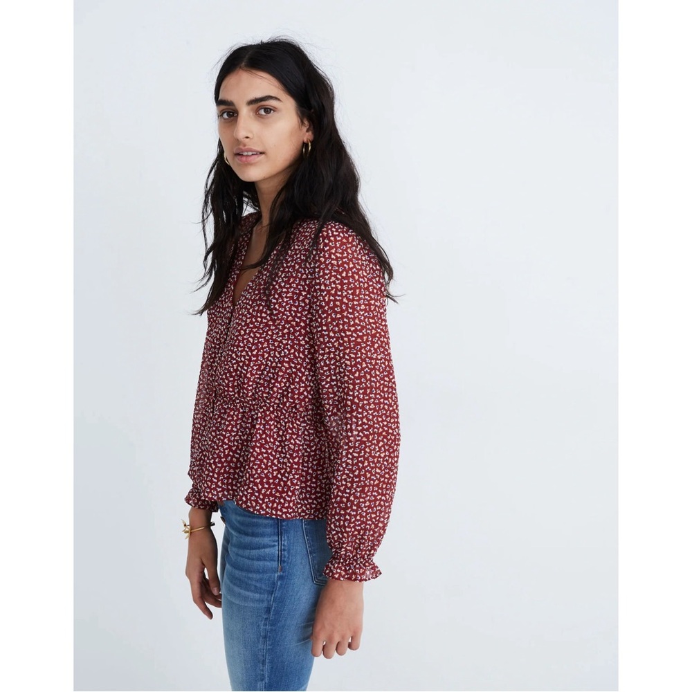 Women's Red Patterned Top - Picture 2 of 10